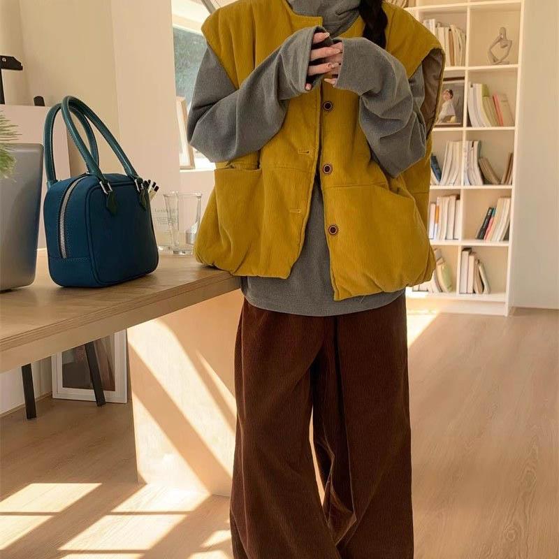 Vest for Women Cotton Winter Sleeveless Tops Vest Oversize Thickened Down Casual V-neck Vest