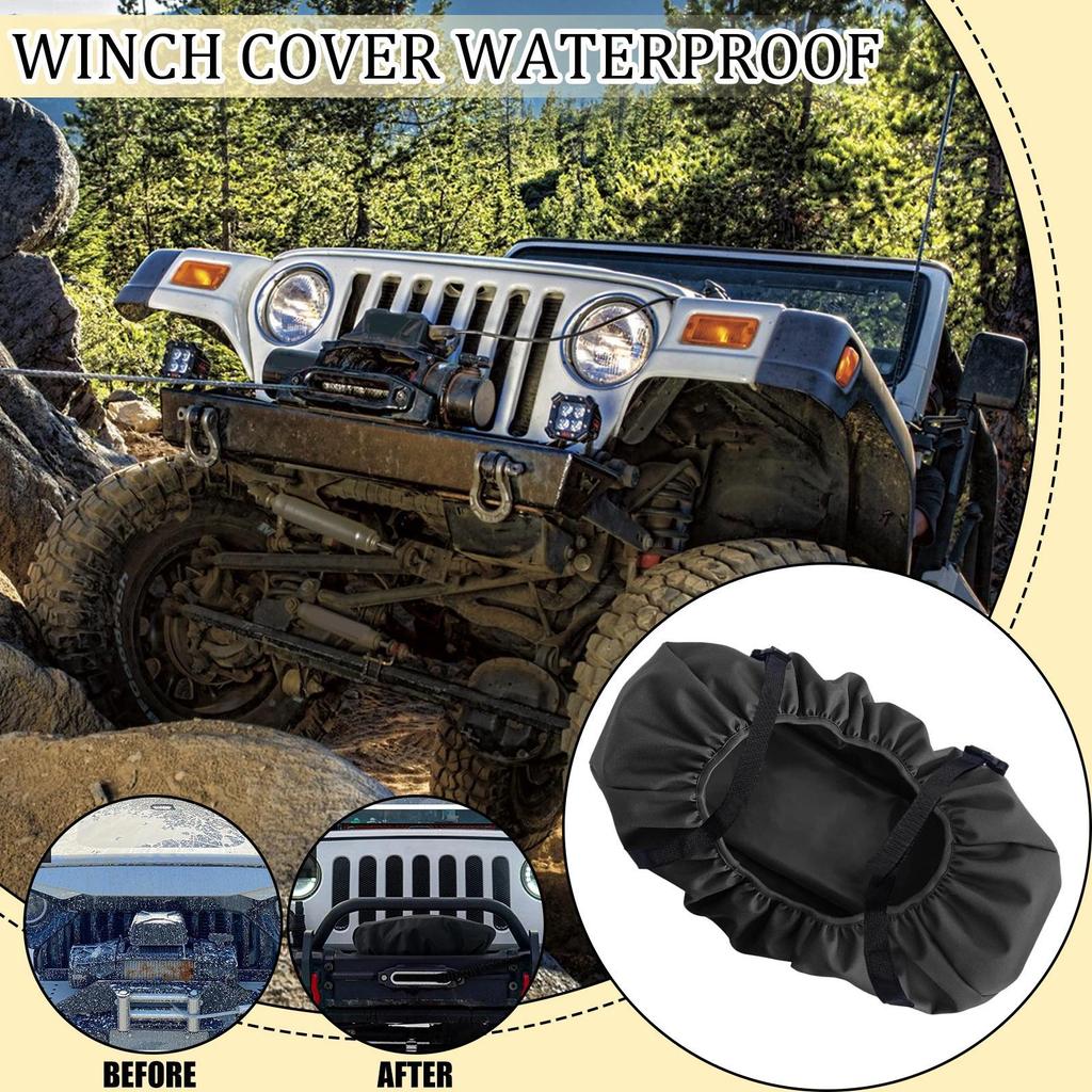 Small Winch Cover Electric Winch Cover 600d Automotive Care Accessory Heavy-Duty Breathable Oxford Cloth For Boat Trailer RV