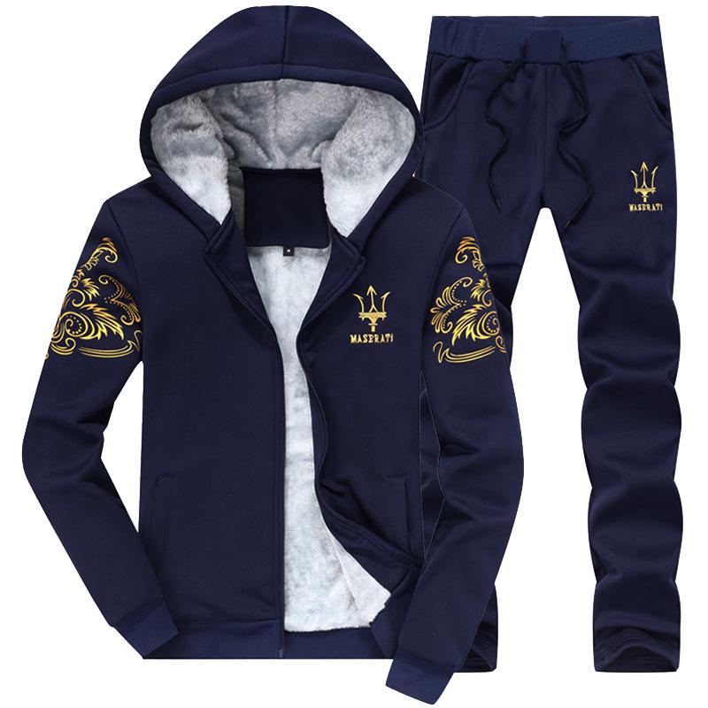 

Зимний мужской бархатный свитер большого размера, повседневный спортивный костюм XXXL ультрамарин синий