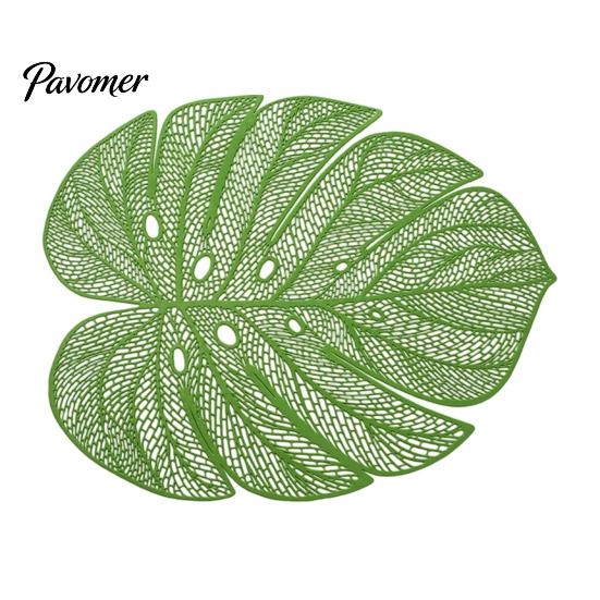 Flexible PVC Dining Mats Monstera Leaf Placemat, Hollow Table Mat, Waterproof Oil Proof Heat Washable Placemats Resistant for Wedding Banquet