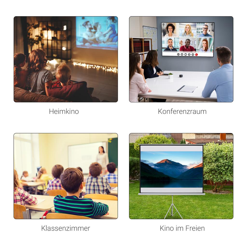 Projection Screen in 4:3 Format, Cinema Screen, Presentation Surface for Home or Office, White