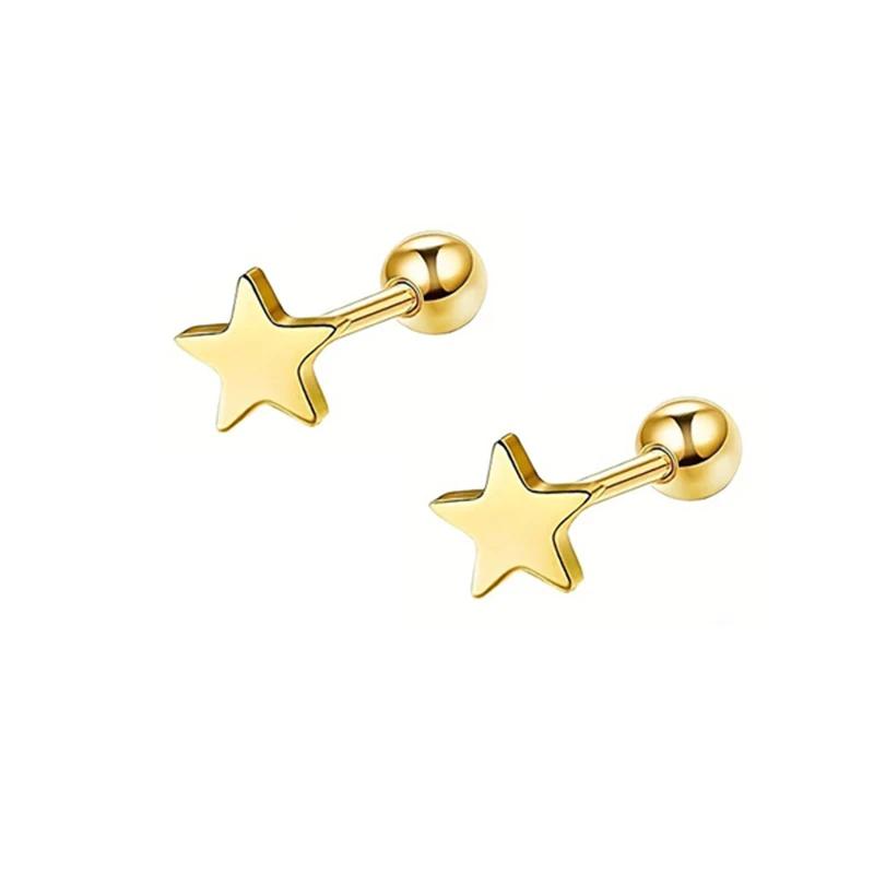 

EVISPOL Hypoallergenic Stainless Steel Star Stud Earrings for Women Screw Back Cartilage Tragus Helix Earrings Piercing Jewelry