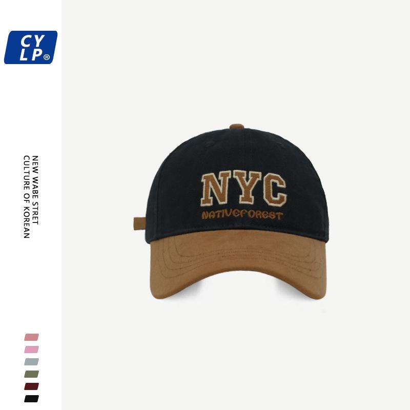 

Nyc Fashionable Letter Embroidered Baseball Cap Unisex Street Style Color Design Camel Black