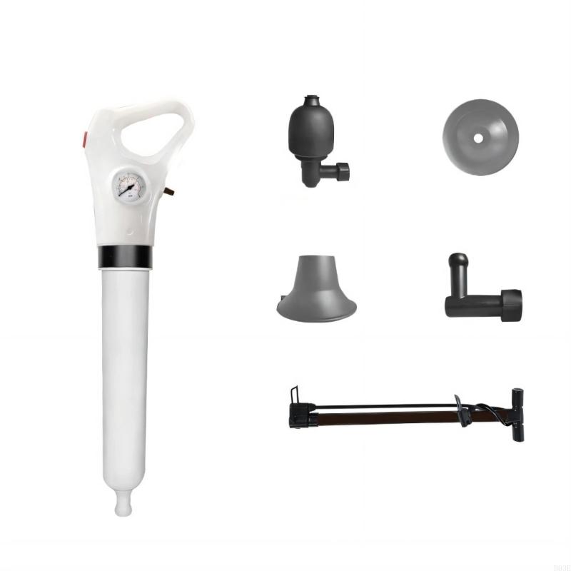 Declogger Toilet Drain Cleaner High Pressure Air Plunger With 3 Nozzles For Sink Bathtubs Pipe Clogs B03E