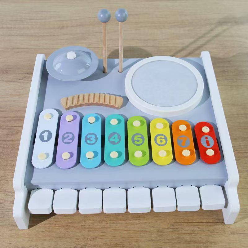 Toddler s Eight-Tone Hand Drum & Xylophone: Two-in-One Educational Music Toy