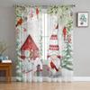 Light Filtering Christmas Snowman Snow Scene Tulle Curtains Living Room Bedroom Decoration Transparent Chiffon Voile Window Curtain Polyester Washable