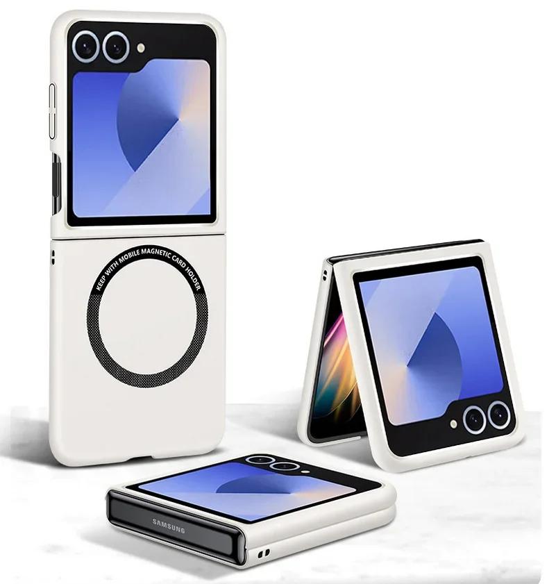 Luxusní Jednoduchý Ultratenký Jednobarevný Kryt na Telefon pro Samsung Galaxy Z Flip 7 6 5 4 3 Magnetická Přitažlivost Nárazuvzdorný Ochranný Kryt