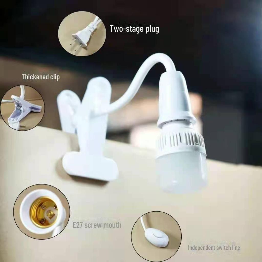 E27 LED Screw-On Bedside & Table Lamp Holder with Switch and Plug for Fill Light