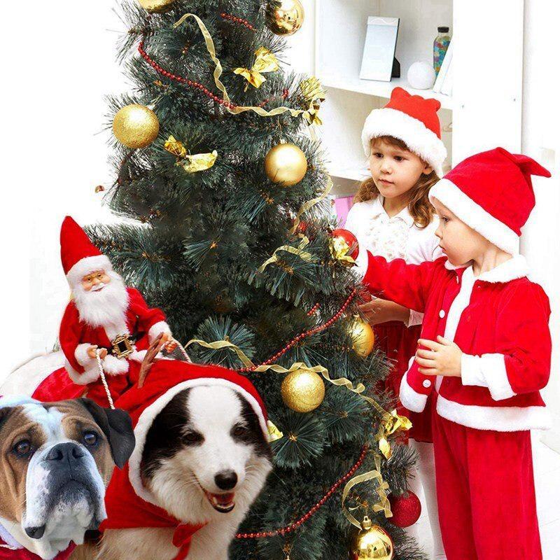 Lille Stor Hund Julemand Cosplay Kostume Til Julekarneval Kæledyrskostumer Beklædning Fest Udklædningstøj Hundekostumer