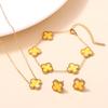 3PCS Double-sided Clover Jewelry Necklace Bracelet Earring Set