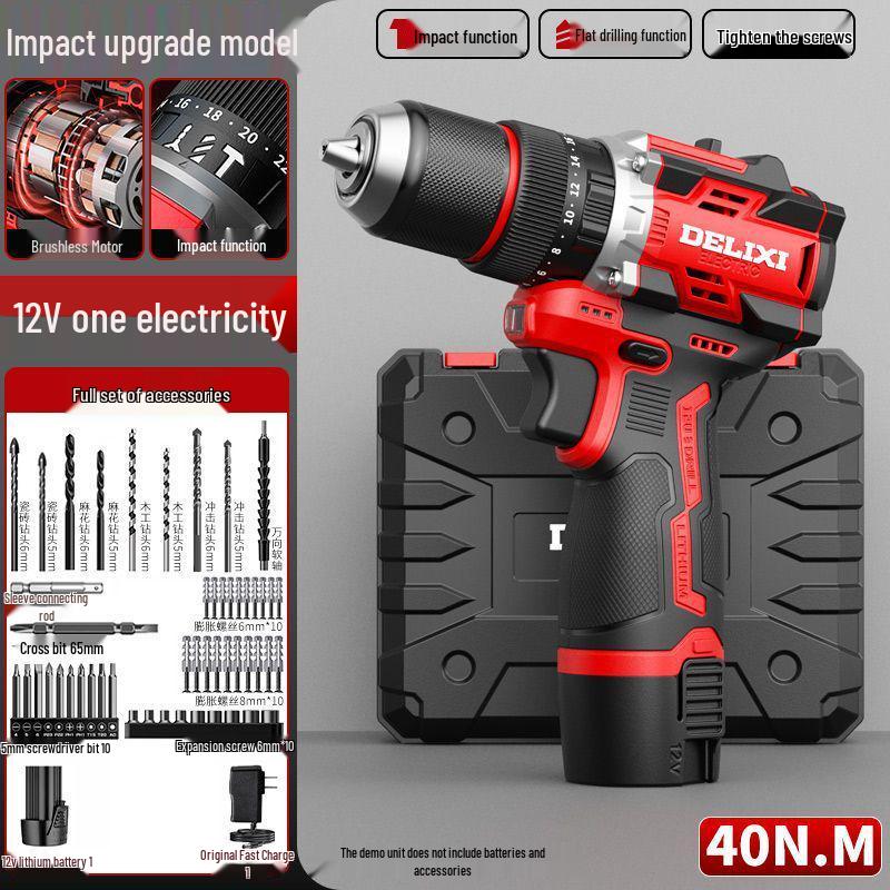 Delixi Cordless Brushless Hammer Drill & Electric Screwdriver with Lithium Battery