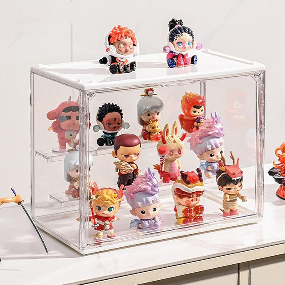Samcos Figure Display Transparent Removable Magnetic Display Gift Case, Storage, Dustproof, Stain-Resistant, Dividers, Door, Case, (271822cm)