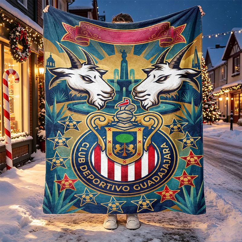 Club Deportivo Guadalajara Pattern Blanket for Home Decoration, Bed, Sofa, Car Travel, Camping, Suitable for All Seasons, Birthday Christmas Gift