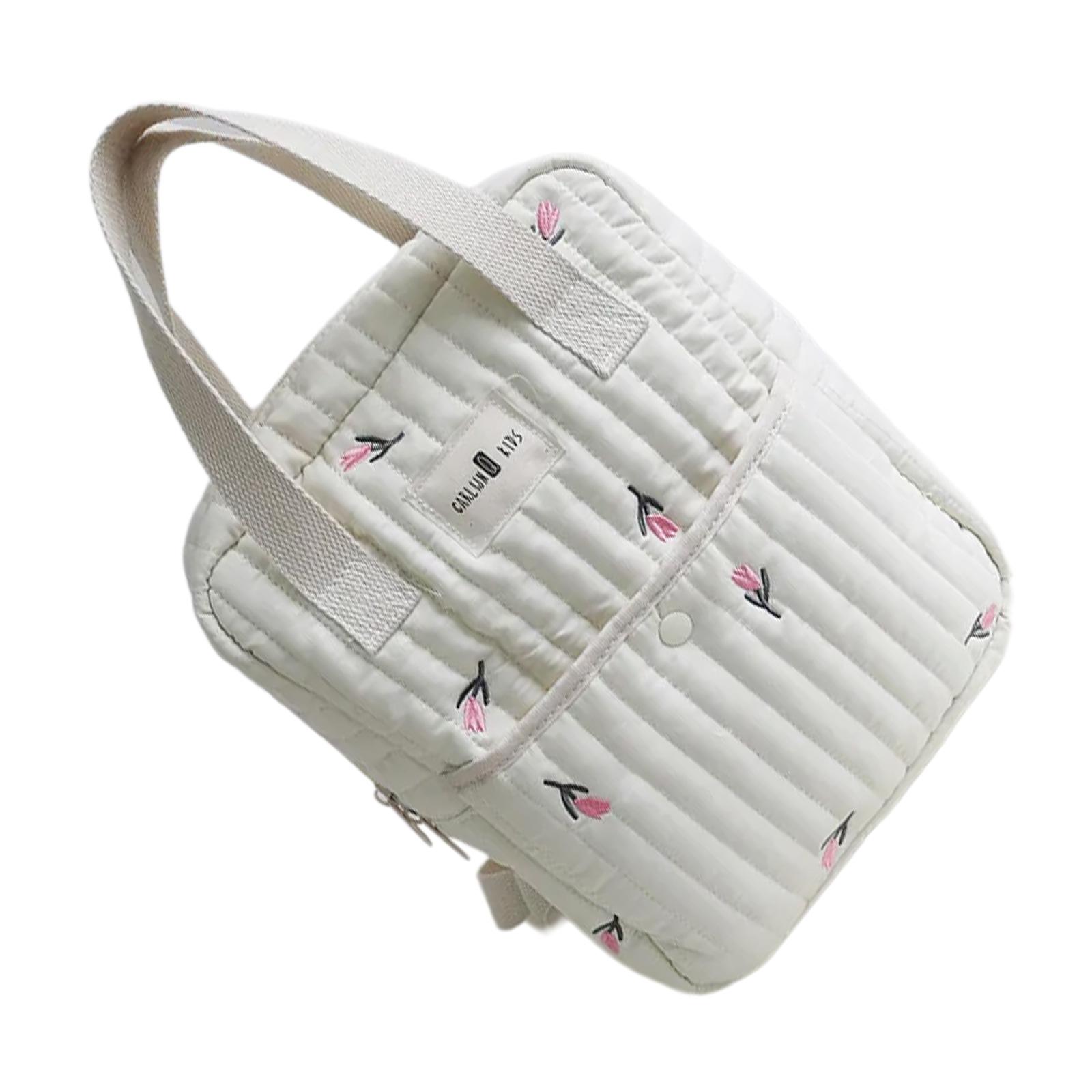 

Стильная портативная сумка для хранения подгузников, качественный тканевый органайзер с просторным отделением для детских вещей первой необходимости 2