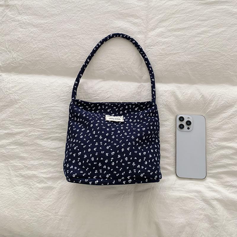 Women Floral Dot Canvas Tote Bag Mini Shoulder Handbag Casual Daily Purse