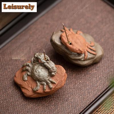 Creative Rich Crabs Ceramic Incense Insertion Burner Zen Censer Holder Tea Pet Toys Sculpture Lid Base Tea Ceremony Accessories