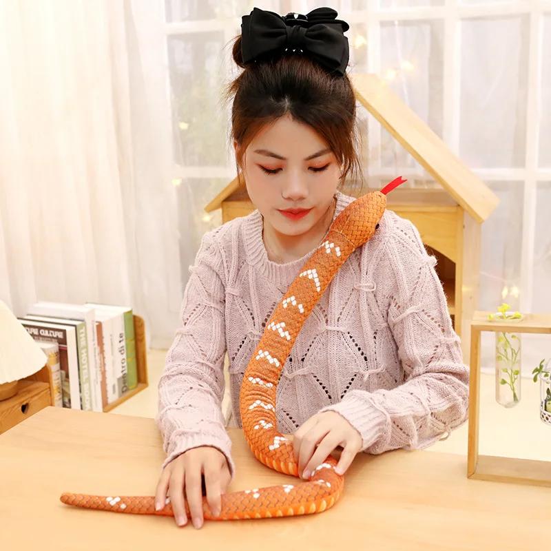100cm Lifelike Stuffed Snake Plush Toy Simulation Boa Cobra Long Snake Plush Doll Creative Room Decoration Birthday Gifts