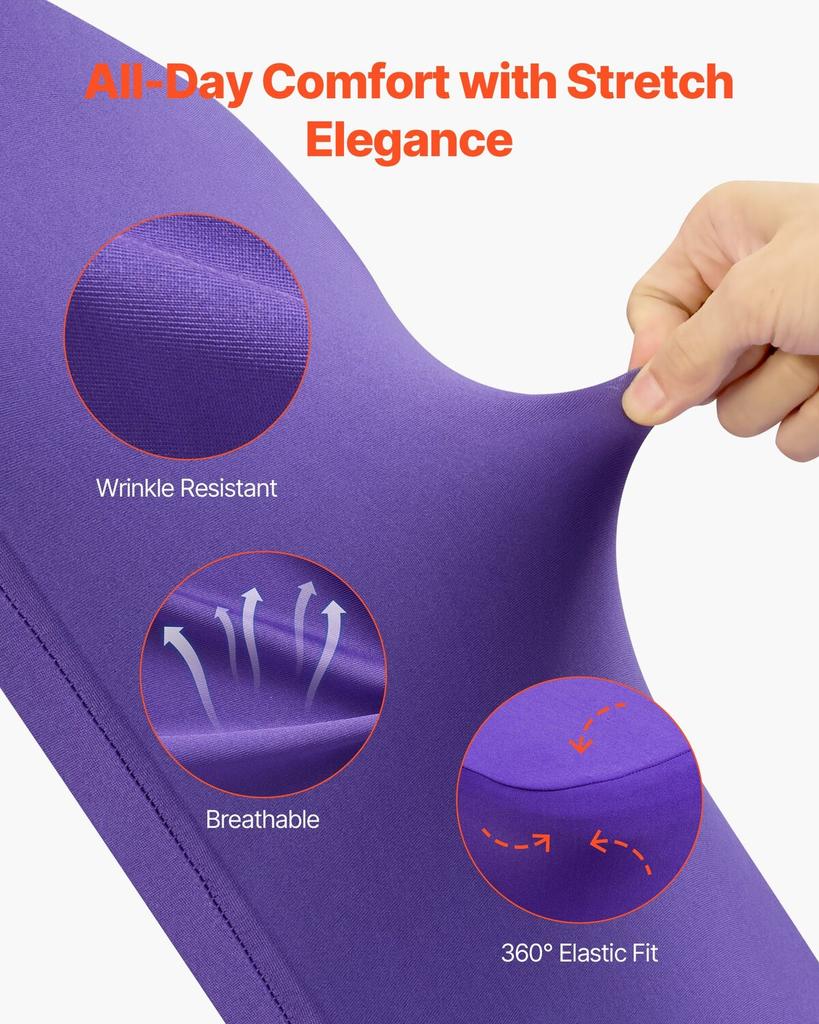 50 Stück Lila Stuhlbezüge, Polyester-Spandex Stuhlbezug, Dehnbare Überwürfe für Hochzeitsfeier Esszimmerbankett Stühle mit flacher Front, Passt auf Stuhl