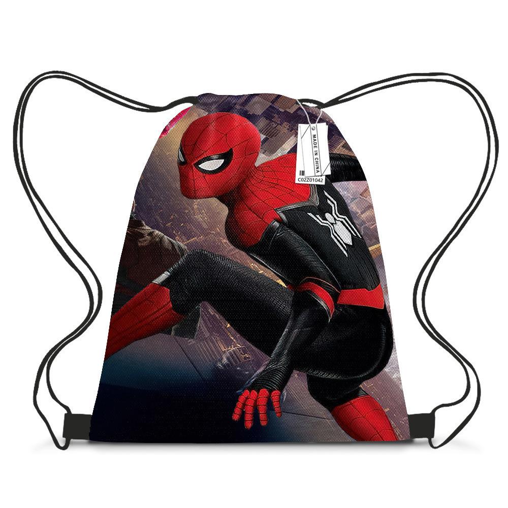 Bundle Pocket Casual Bag Spider-Man Shoulder Cartoon Student Print Drawstring Backpack Storage Bag