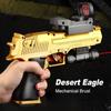 Desert Eagle Mechanical Continuous Fire Toy Gun Shell Ejection Airsoft Pistol Outdoor Soft Bullet Weapon for Children Gift