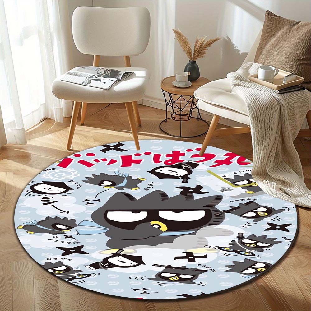 

This BADBATTZ-MARU cartoon circular carpet can be used to decorate living rooms, bedrooms, sofas, and game rooms; Non-slip carp. 80cm