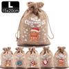 36-1PC Christmas Linen Drawstring Bags Candy Biscuits Pouchs Burlap Bracelet Jewelry Storage Bag Xmas Kids Gifts Packaging Bags