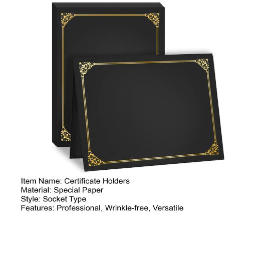 10 Pcs Black Certificate Holders Covers 9.45 for 12.6 X Diploma Inch Paper Gold