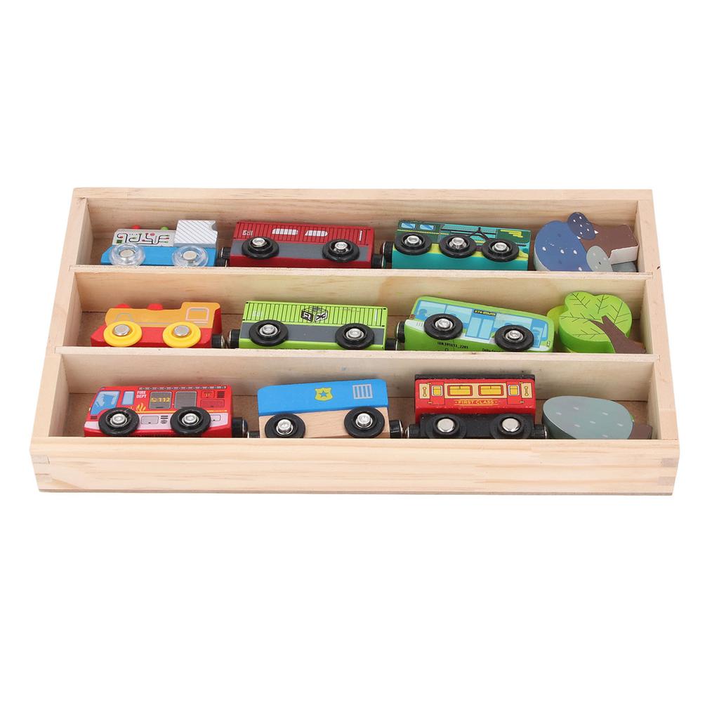 Holzzugset Kinderfreundlich Sicher Bunt Leichtes Holzspielzeug Zugset mit Aufbewahrungsbox für