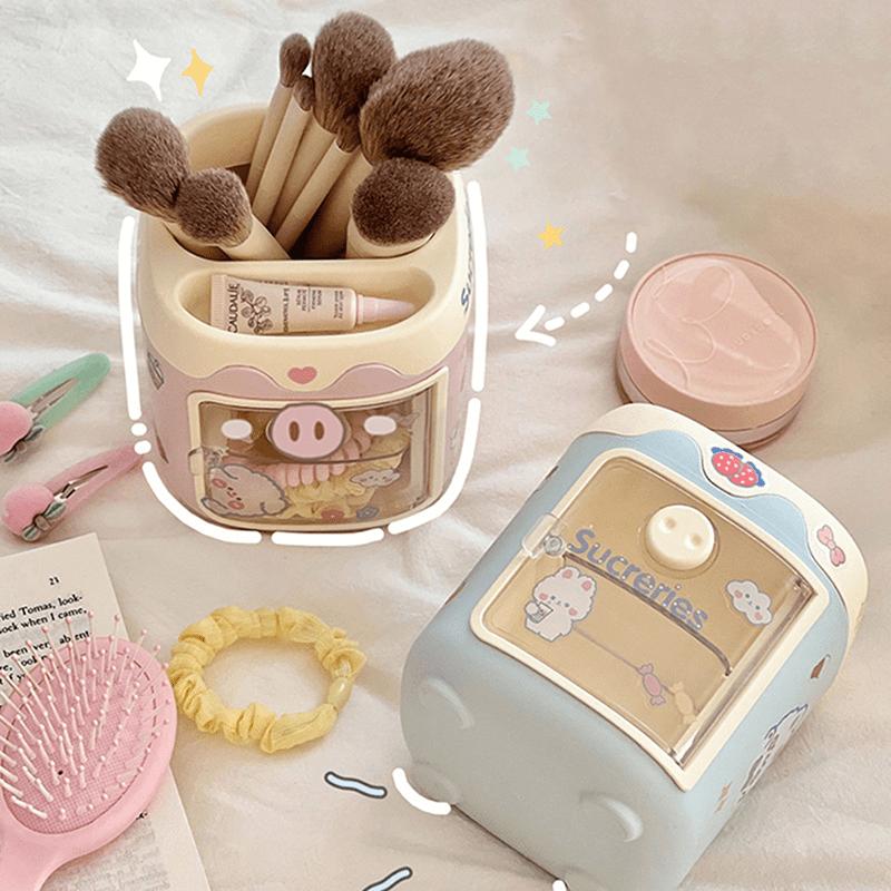 Randomly distribute stickers, equipped with 1 pig stationery pen holder classification storage box
