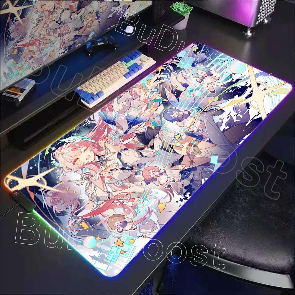 New Role Kawaii Aemeath RGB Mousepad Gaming Wuthering Waves Cute Anime Girl Mouse Pad XXL Computer Non-slip Rubber Keyboard Mats