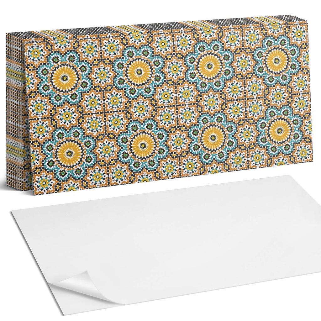 Kafelki Samoprzylepne Winylowe - Ścienna Dekoracja Do Biura Wzór Mozaikowy Z Kwiatami 10X40X20 Cm