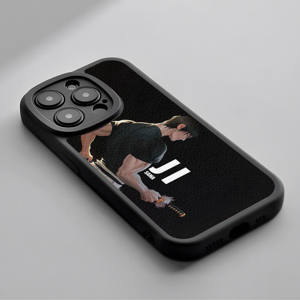 Super Cool Toji Fushiguro Anime Man Phone Case For iPhone 16 15 14 13 12 11 Plus Pro Max Luxury Lambskin Silicone Cover Black