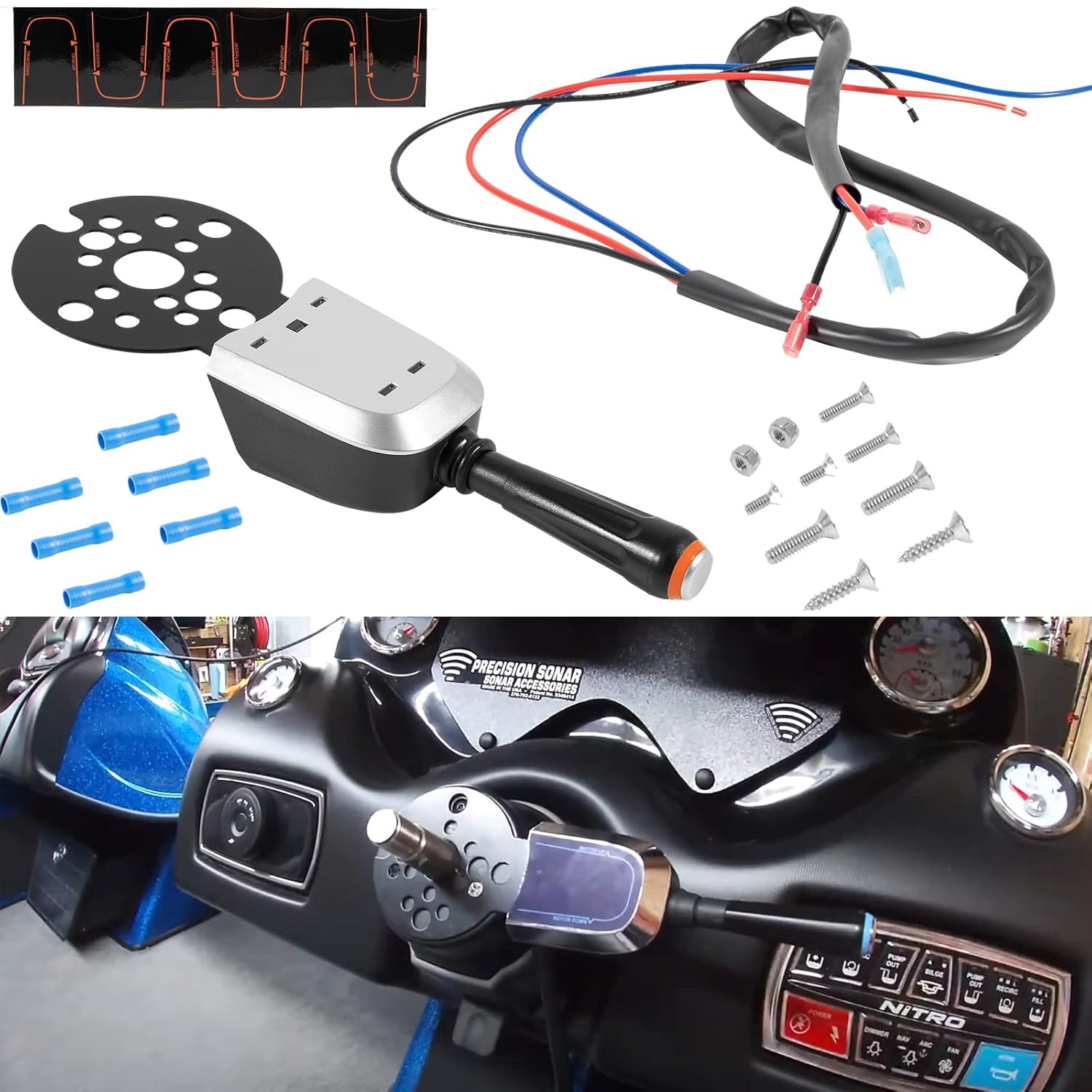 

Fingertip Blinker Style Tilt Jack Plate Lever Control Switch Fit for Seastar Hydraulic, Cable and Tilt Steering, Replace Part Number PT1000-1P,