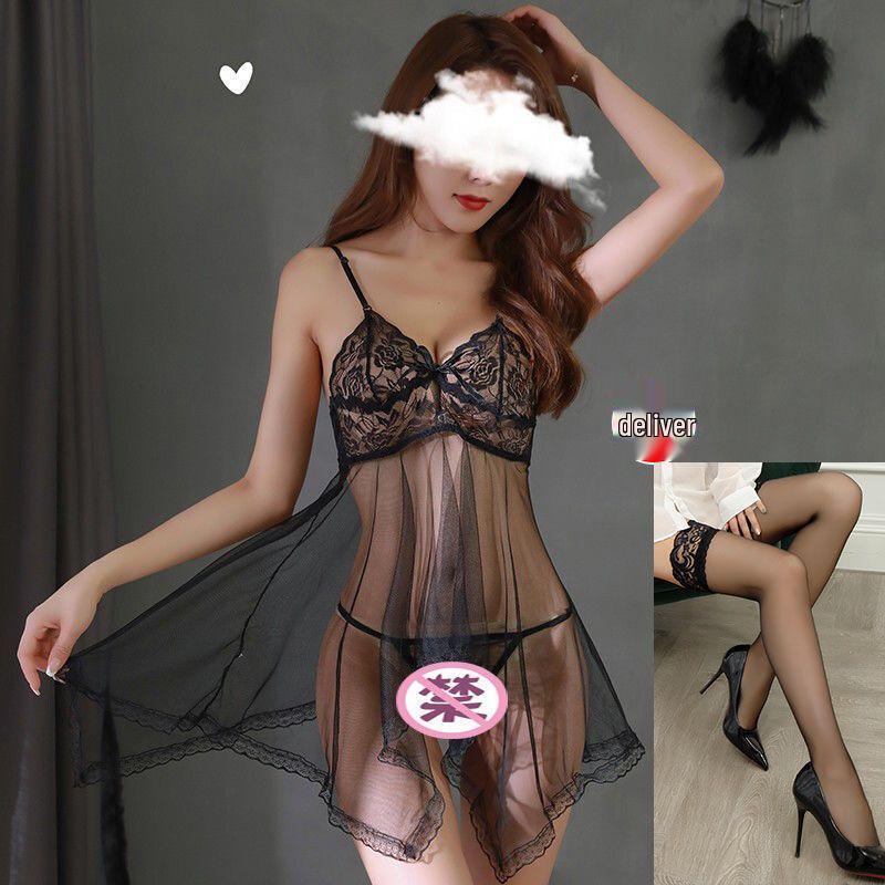 Lenjerie de corp fermecătoare cu bretele din dantelă: Pijamale cu deschidere ușoară, fără zona intimă, pentru femei