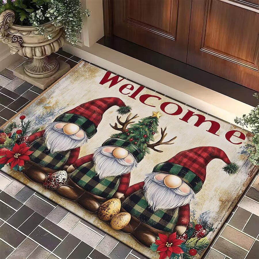 Christmas Welcome Doormat, Durable and Easy To Clean, Entryway Door Mat, Holiday Decorative Floor Mat, Home Decor