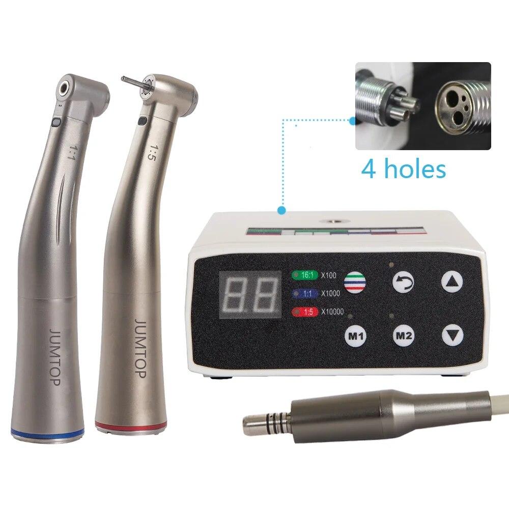 Micromotor electric LED fără perii dentare cu 1:5 Fibră optică inel roșu contraunghi potrivit pentru instrumentul de echipament cu micromotoare dentist