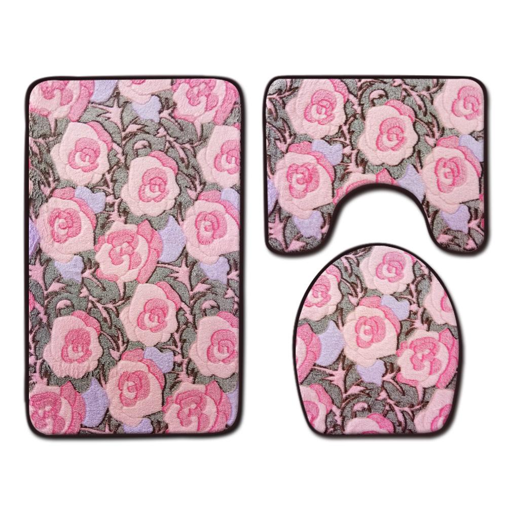 Toilet Floor Mat Three-Piece Door Mat Absorbent Carpet Bathroom Bathroom Non-Slip Foot Mat