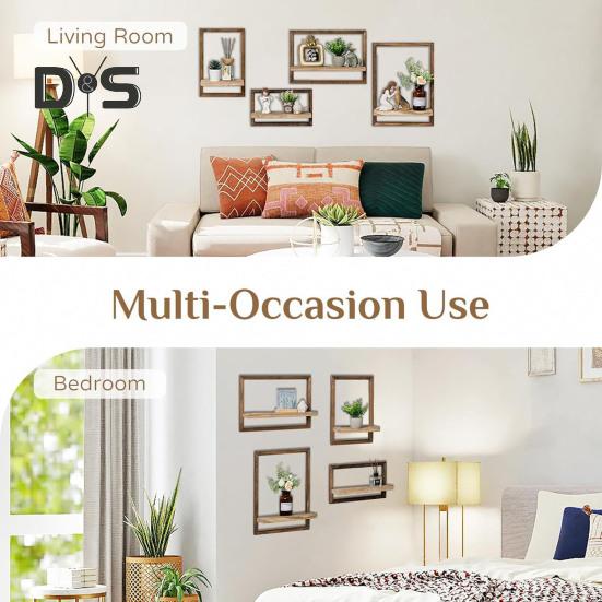 2/4Pcs Wooden Floating Shelf Storage Racks Smooth Edge Burr Free Simple Installation Wall Storage Shelves Display Shelf Set