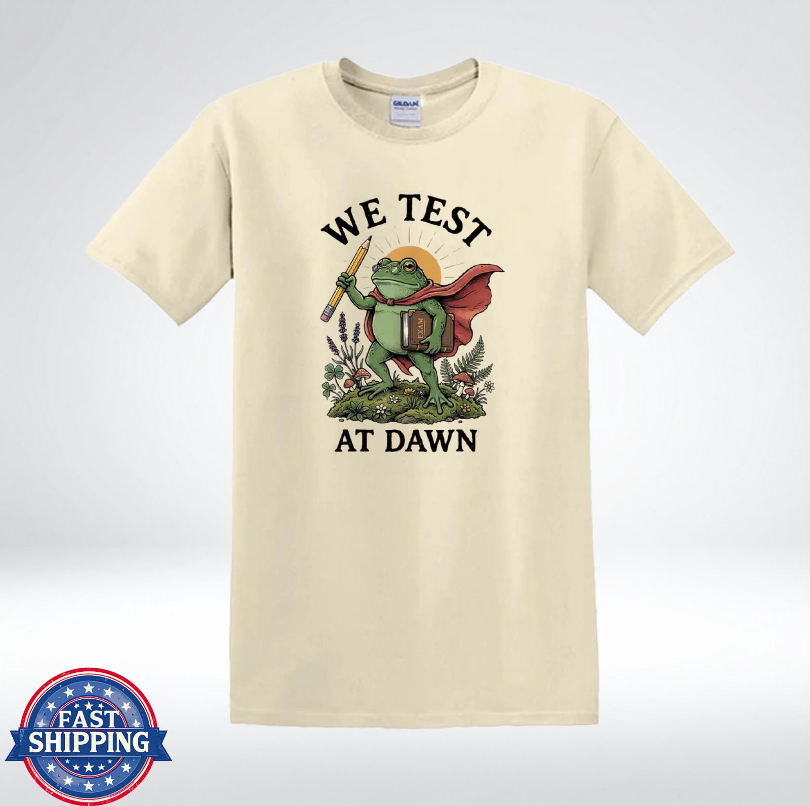 We Test At Dawn Frog Superhero Teacher Student Funny School T-Shirt L