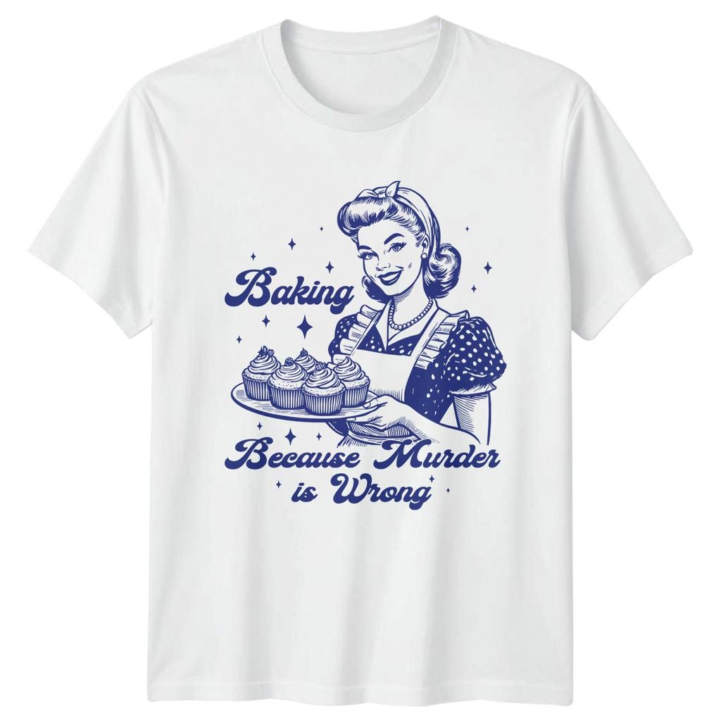 Pečení, protože vražda je špatná Unisex tričko Retro košíčky Pečení