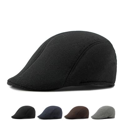 Woolen Beret Men Autumn Winter Warm British Forward Cap Newsboy Caps for Men Peaked Cap