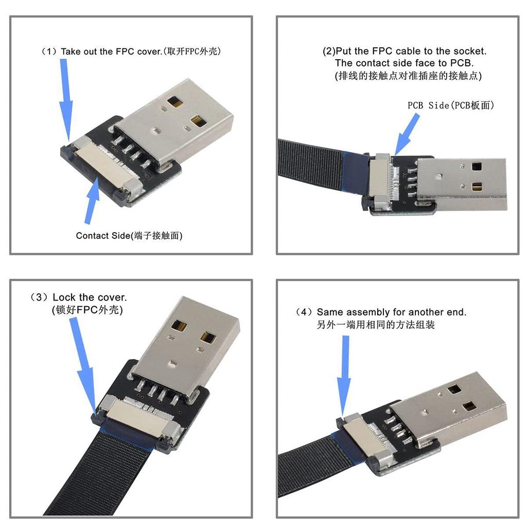 Cablecc USB Male to Female Extended Data Flat Slim FPC 200CM for and Printers 2.0 Type-A Cable, FPV, Disks, Scanners,