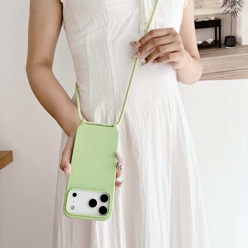 Husă de telefon cu șnur de lux pentru IPhone 17 Air 16 15 14 13 12 Pro Max Plus 16E, Culoare bomboană, Carcasă moale din silicon TPU