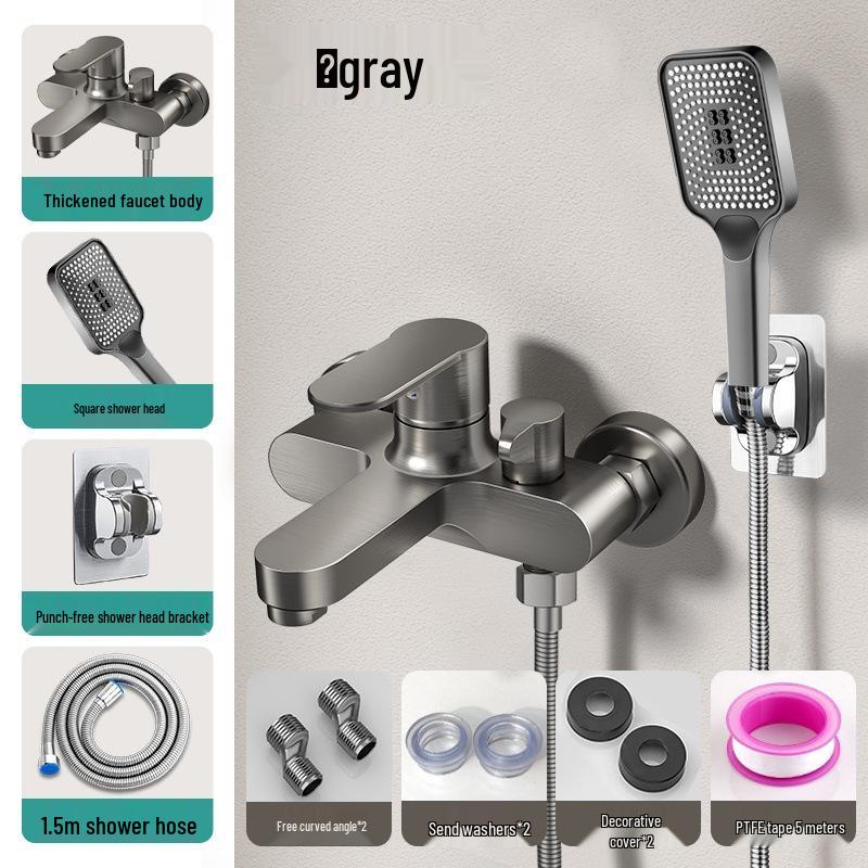 Juego de grifo de ducha y baño de 3 funciones color Gunmetal con mezclador