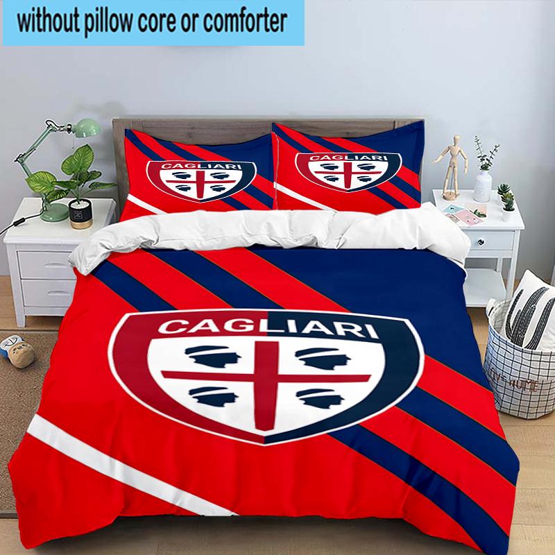 3PCS Football Cagliari Design Bedding Set,Including 1pc Duvet Cover And 2pcs Pillowcases Perfect for Bedroom, Dormitory, Fan Christmas gift