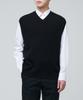 Lambswool V-Neck Knit Vest [Black]