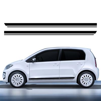 2PCS Car Door Side Skirt Stripes Stickers Vinyl Decals For Volkswagen VW UP Lupo Sport Style DIY Auto Body Decal Car Accessories