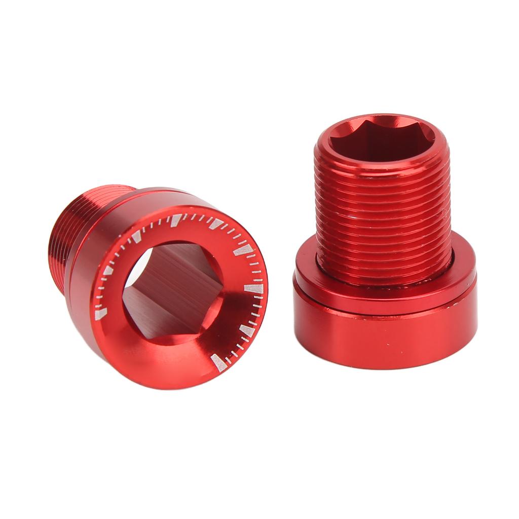 2Pcs Bike Crank Screw Spline Centre Shaft Aluminium Alloy High Strength Anticorrosion Sturdy Durable Bike Crank CoverRed