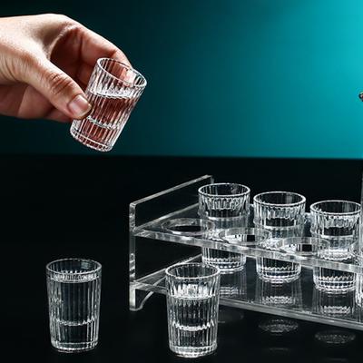 12pcs Set 20ml Fashion Spirits Cup Set Striped Small Wine Glass Transparent Creative Brandy Liquor Goblet Household SGlass