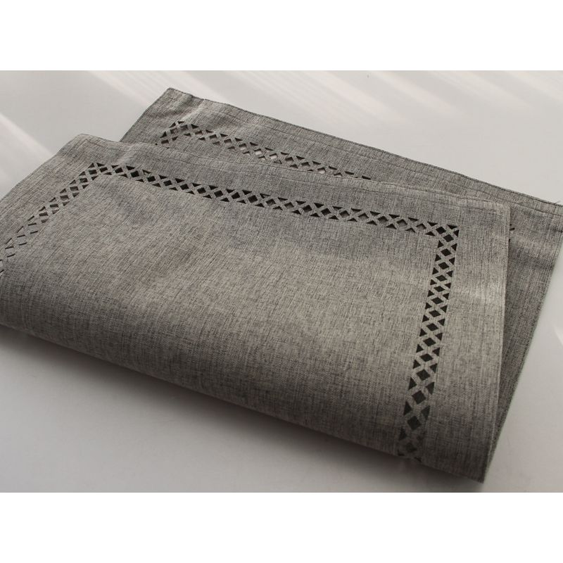 

Cloth Made Western Food Placemat Table Heat Insulation Abrasion Resistant Antibacterial Punching Imitation Linen Easy to Wash and Dry High Quality Dark gray